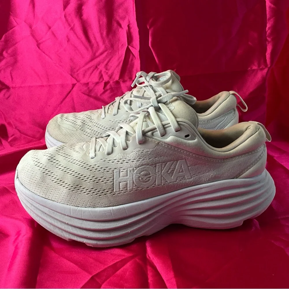 Hoka one no Bondi Women's Cream Athletic Shoes 9D - Picture 5 of 11